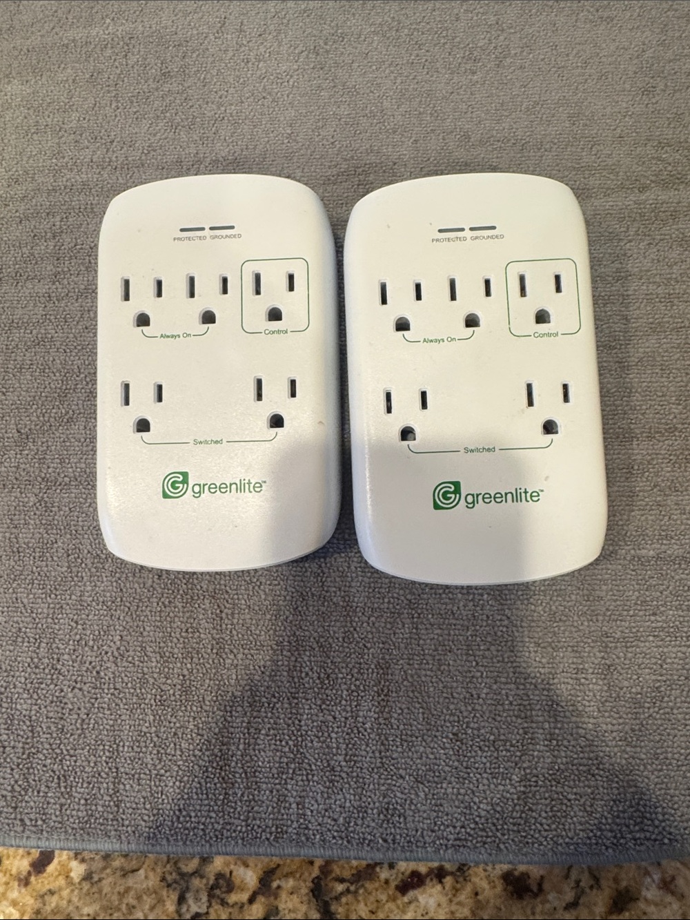 White Plug-In Surge Protector Outlet Splitter (Pair)